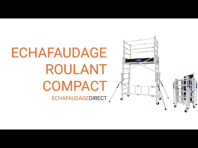 Echafaudage roulant pliant compact avec 4 roues Ø 125mm