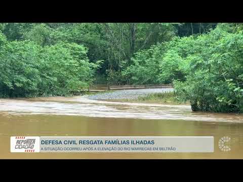 Defesa Civil resgata famílias ilhadas após elevação do Rio Marrecas em Francisco Beltrão
