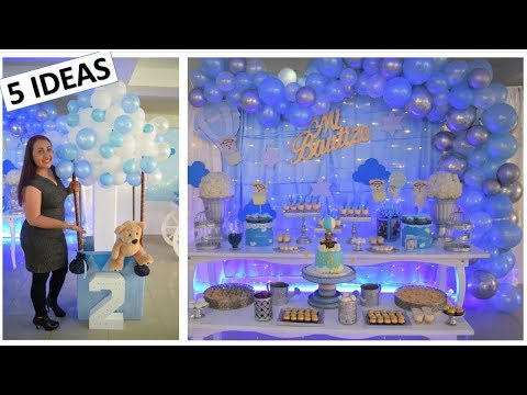 5 baby shower or baptism party  decorations for boy