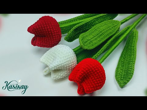🌷 How to crochet a tulip 🌷 - step by step - easy and quick