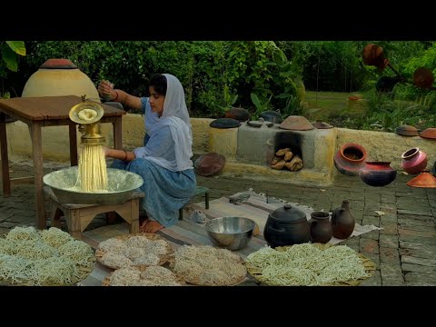 Making Atta Noodles in a Traditional Way at Home to Make Street Chow Mien in the Village Il
