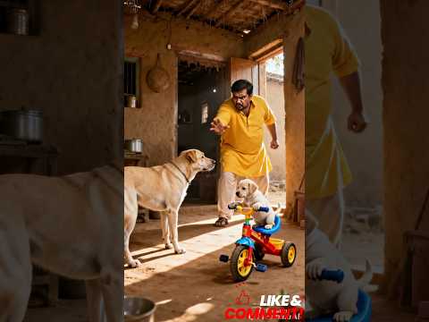 Dog steals bicycle for his beloved puppy 😭 #ai​ #dog​ #cute​