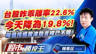 台股昨乖離率22.6%今天降為19.8% ! 權值指標股波段支撐已不同 ! #台積電 #聯電 #鴻海 #廣達 #英業達 #技嘉｜股市勝投王｜陳韋廷 (圖)