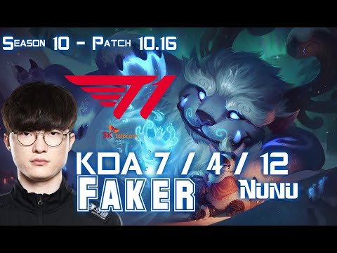 T1 Faker NUNU vs ORIANNA Mid - Patch 10.16 KR Ranked