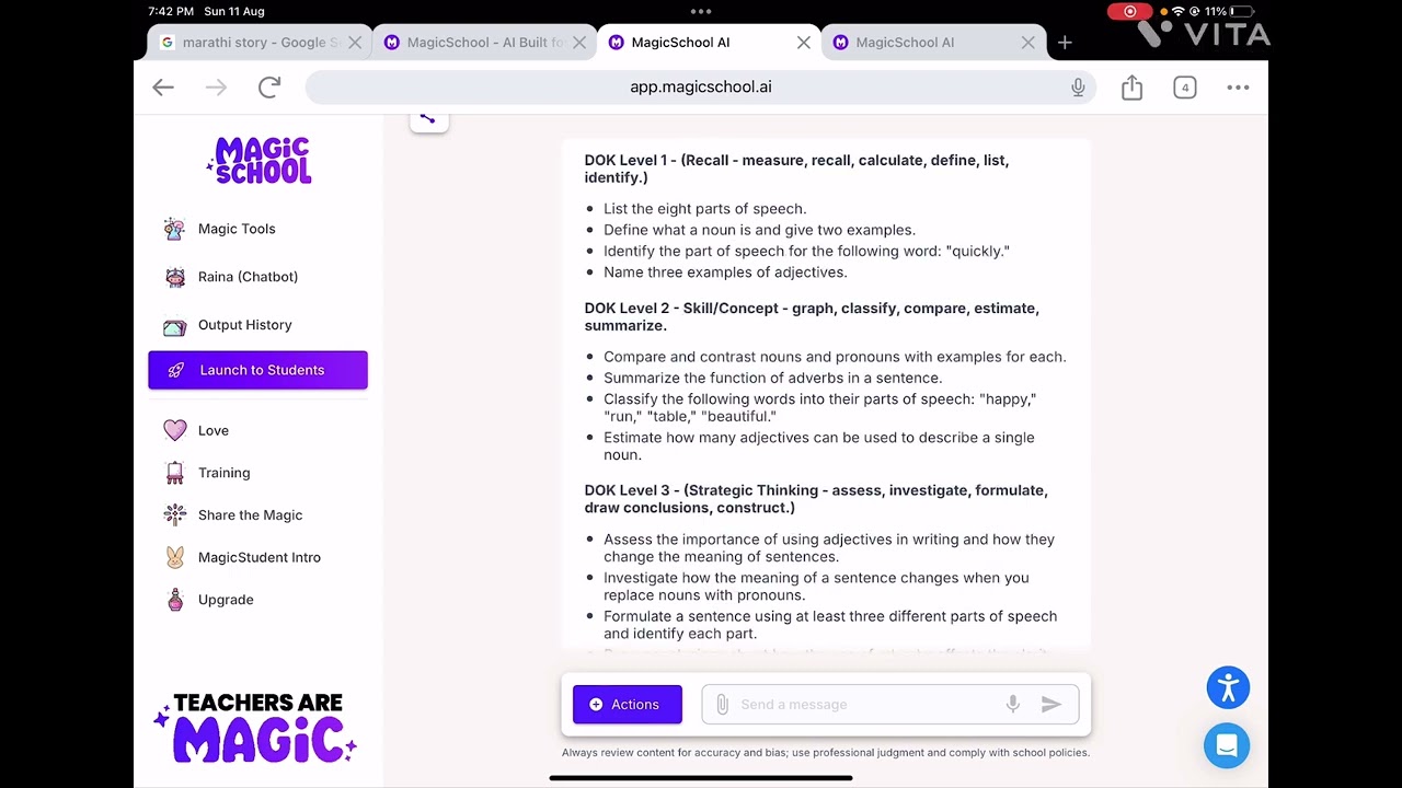 Generating worksheets using Magic School AI