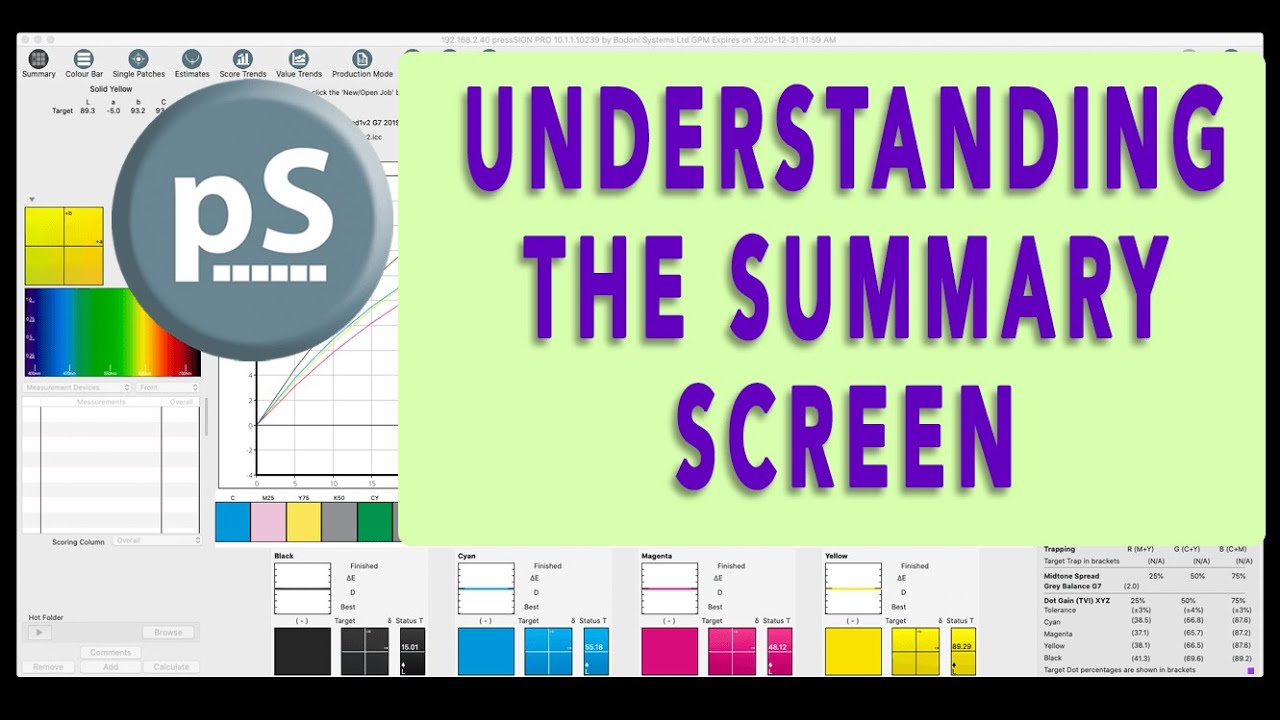 Understanding pressSIGN Summary Screen Values