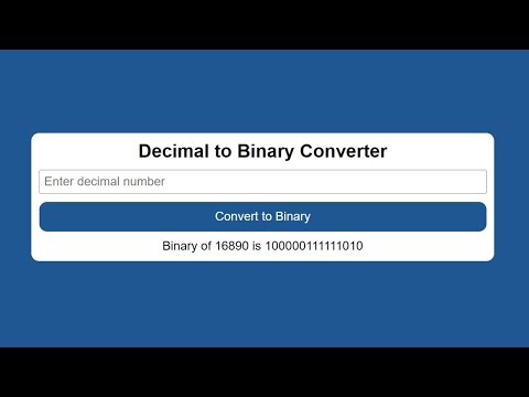 Decimal To Binary Converter With Htmlcssjavascript