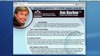 preview picture of video 'JimBarber.com | Creative Comedy Website Design Archive'