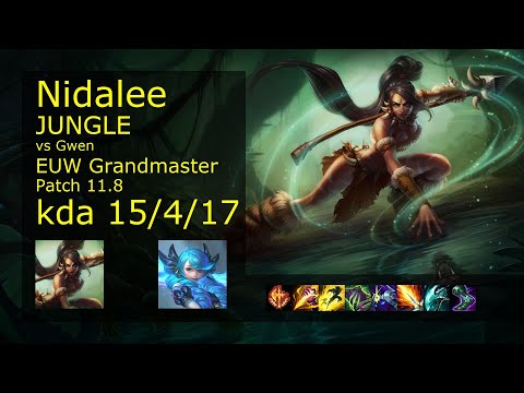 Nidalee Jungle vs Gwen - EUW Grandmaster 15/4/17 Patch 11.8 Gameplay