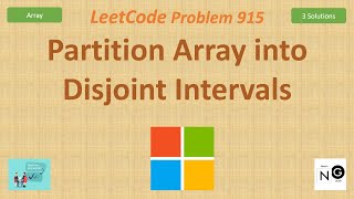 YouTube video 'Partition Array into Disjoint Intervals | Leetcode 915 | Array | Microsoft'