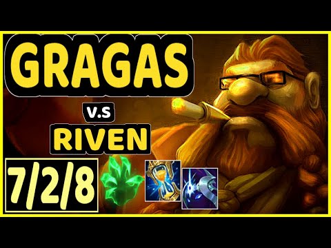 GRAGAS vs RIVEN - 7/2/8 KDA TOP CHALLENGER GAMEPLAY - BR