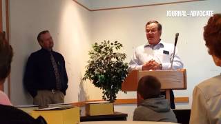 Mike Brownell, ag instructor, says a few words after being recognized at the NJC retirement receptio