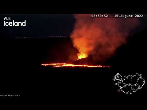 Timelapse - The Icelandic Eruption in Meradalir  - 14th to 15th August 2022
