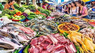 Inside a Busy Cambodian Market 🇰🇭 | Fresh Fish, Meat, Vegetables & Amazing Local