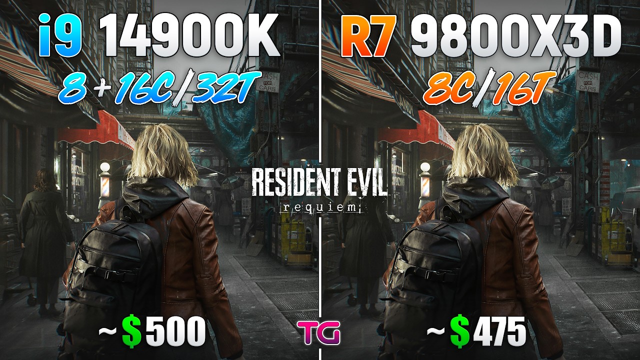 Resident Evil Requiem : Ryzen 7 9800X3D vs Core i9 14900K | 1080p | 1440p | 4K |