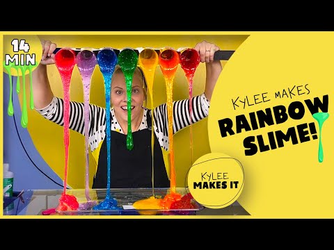 Kylee Makes Rainbow Slime! | Colorful, Easy to Make Slime Waterfall & Balloon! Mind-reading Contest!