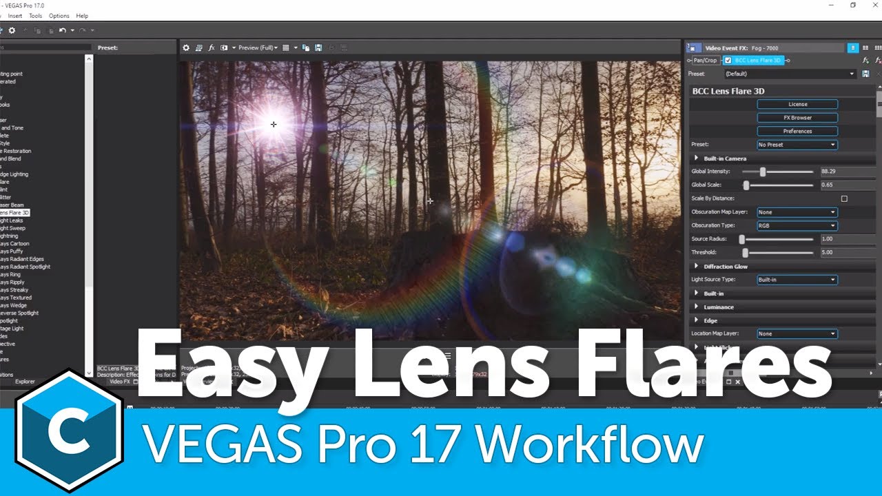How-To: Use Continuum LensFlare3D Inside VEGAS Pro 17