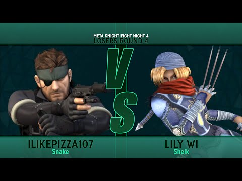 ilikepizza107 (Snake) vs lily wi (Sheik/GnW) - Meta Knight Fight Night 4 - Losers Round 4