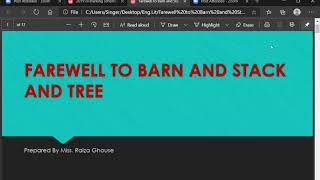 O/L English Literature-Poetry-Farewell To Barn And