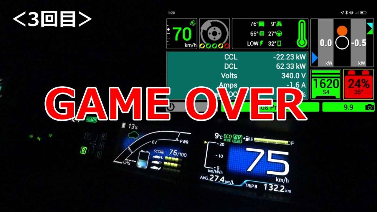 トヨタPHEV 下り坂回生制限を回避チャレンジ（プリウスPHV・春）