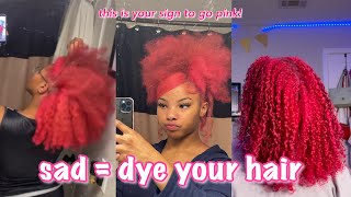 dying my natural hair pink because I’m sad :/