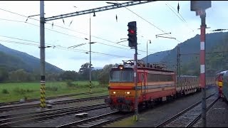 preview picture of video 'Parallel action between Hronská Dúbrava - Zvolen by diesel passenger train vs. electric cargo'