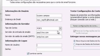 Configurando Email no OutLook 2010