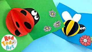 3d Ladybug Pop Up Card - How to make easy pop up cards for kids - Paper Crafts