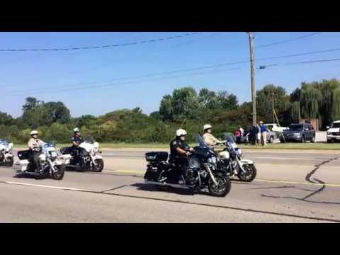 Motorcycles in Officer Moats Procession