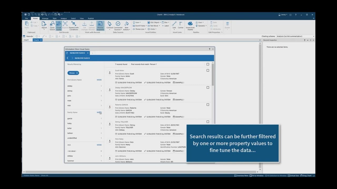 Analyst's Notebook Premium Visual Query for the information store