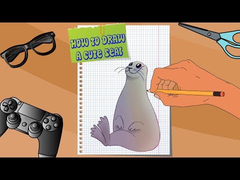 How to draw a cute Seal. Cartoon for kids.