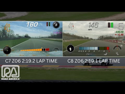 C7 Z06 VS C8 Z06 at Road America. 2:19.2 VS 2:19.1 Same driver both on Pirelli tires