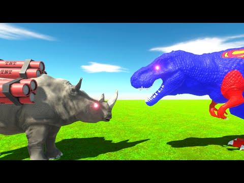 TNT BOAR AND RHINO  - DEATH RUN AWAY TO SAFE ZONE - Animal Revolt Battle Simulator