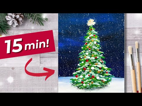 Easy Acrylic Painting for Beginners | Christmas Tree
