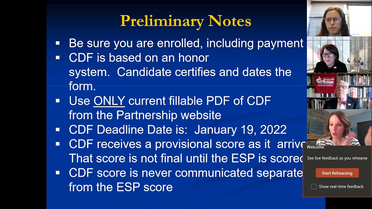 CCAP Candidate Data Form (CDF) Guidance Webinar