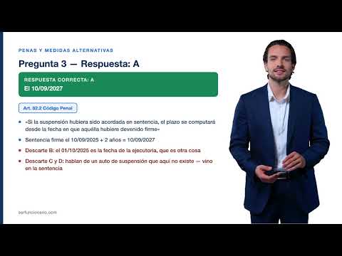 Supuesto práctico resuelto: suspensión de condena y medidas alternativas (OEP 2025)