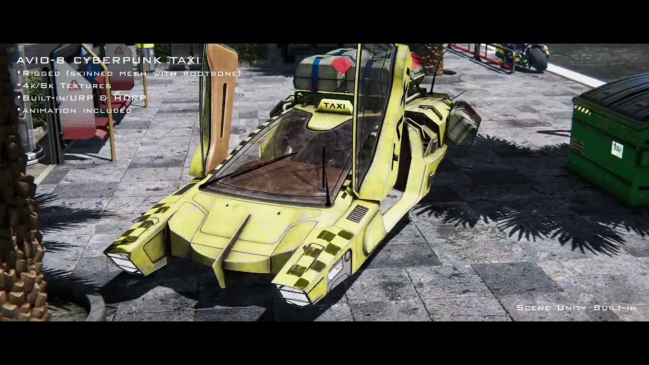AVIO-8 Cyberpunk Hover Taxi - FULLY RIGGED outside inside 3D Model