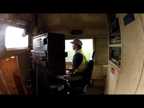 Freight train in the rain