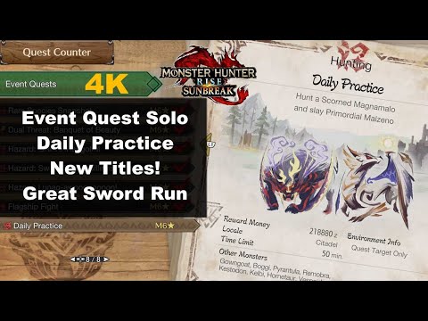 MHR Sunbreak Event Quest Solo - Daily Practice (New Titles!)