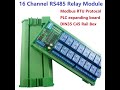 16CH 12V 10A DIN Rail Box PLC Expansion Board RS485 Modbus RTU Relay Module