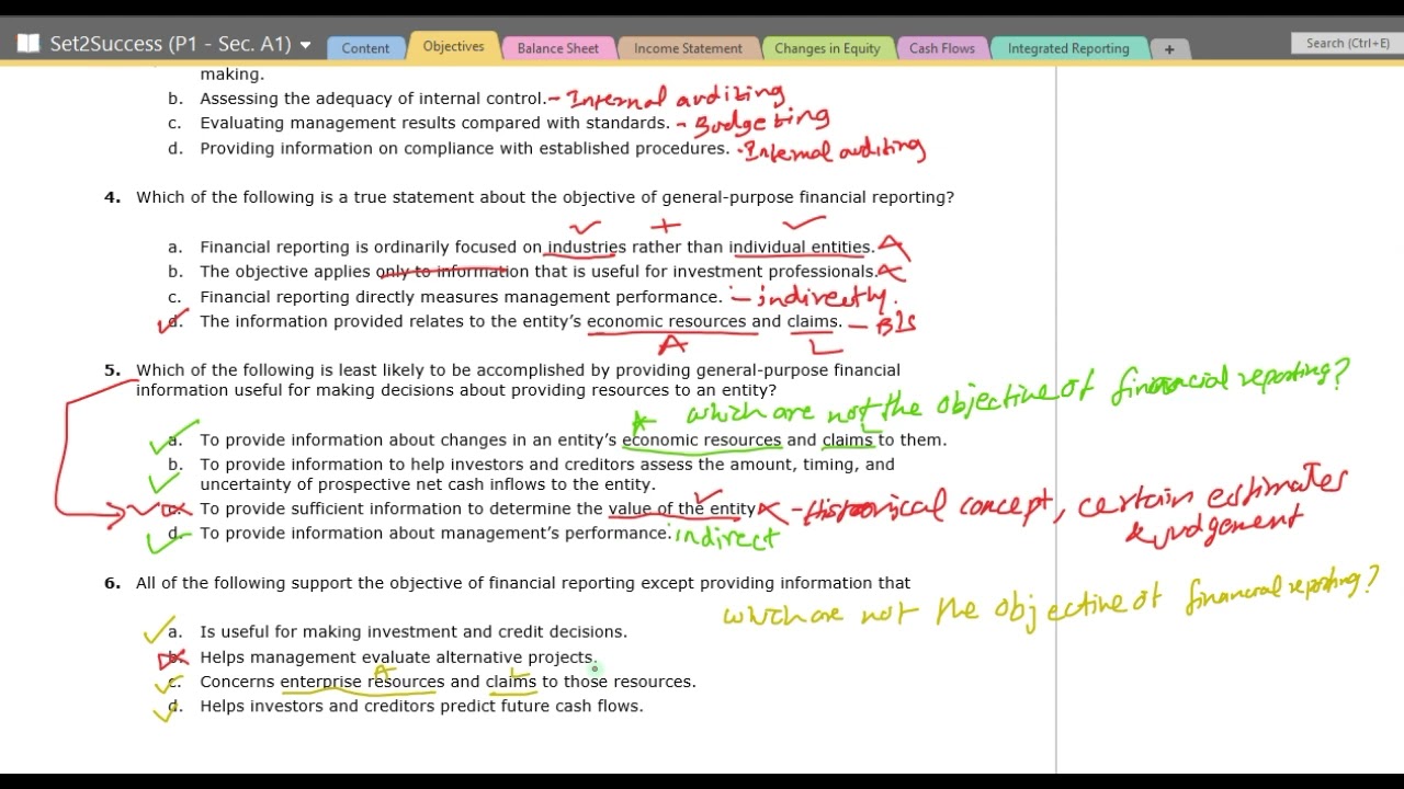 CMA USA | Part 01 | Sec. A | Objective of Financial Reporting MCQ'S
