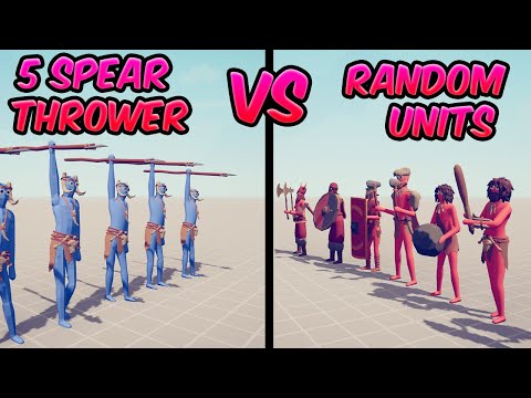 5 SPEAR THROWER vs RANDOM UNITS 😱😱 | TABS - Totally Accurate Battle Simulator