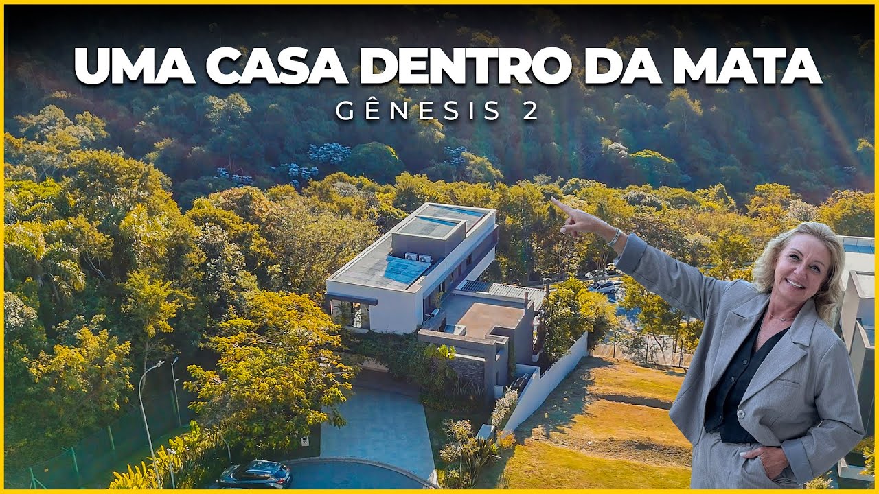 Casa contemporânea com vista para o lago e mata preservada no Gênesis 2