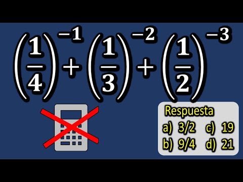 suma potencias con exponente negativo, (1/4)⁻¹+(1/3)⁻²+(1/2)⁻³