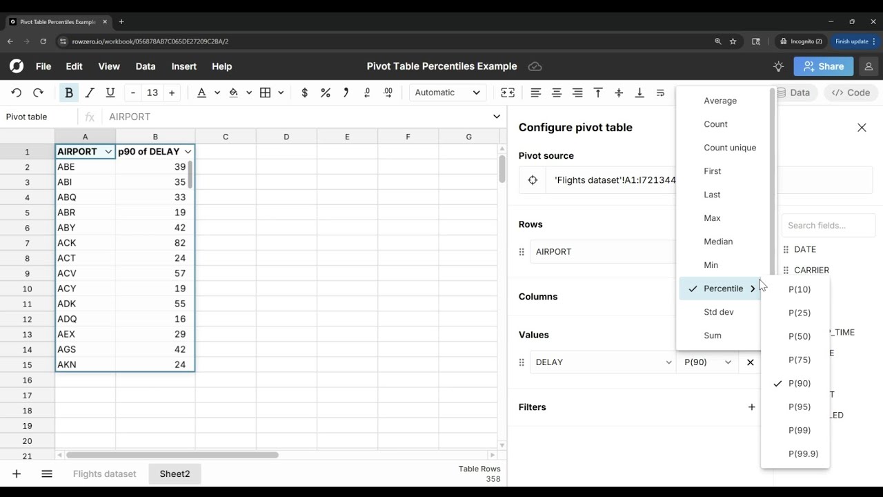How to Calculate Percentiles in Pivot Tables