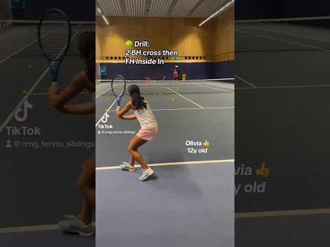 Top UK junior tennis girl - Olivia 12y old - backhand & forehand drill