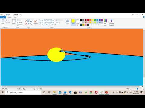 How to draw a beautiful sunset with gradient effect in MS paint - Easy Method