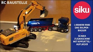 Siku Control 32 - RC Baustelle mit Liebherr Raupenbagger und Scania LKW  mit Kippsattelauflieger