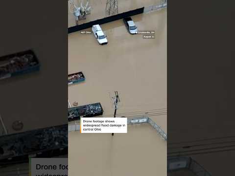 Aerial footage shows widespread flooding in central Ohio