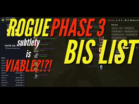 Phase 3 Rogue Bis List & DPS rankings